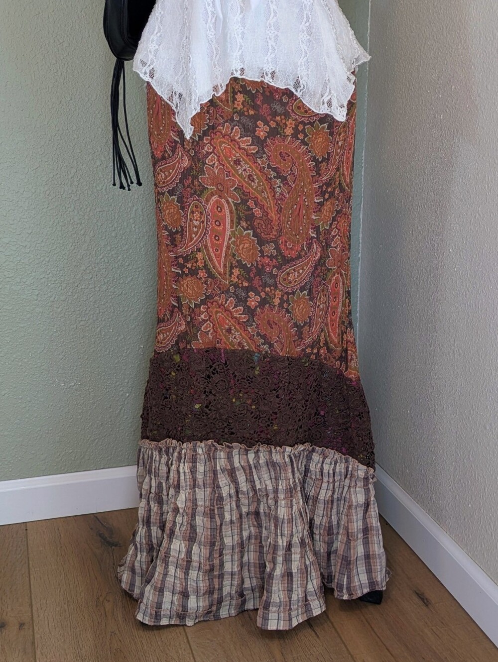 Sundance Silk Skirt in Rust, Brown & Olive Paisley